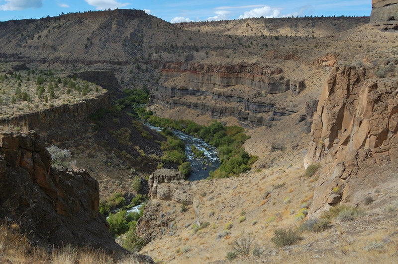 The trail goes almost all the way down the river